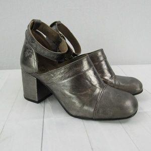 Fly London Silver Ankle Strap Block Heel Shoes